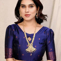 oxalis Woven Design Zari Pure Silk Banarasi Saree With Blouse image 5