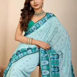 YAMUNE Ethnic Motifs Pure Cotton Mysore Silk Saree image 4