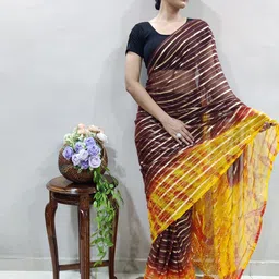 Rangtulika Ethnics Striped Organza Designer Saree image 2