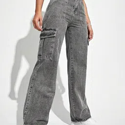 R.Code by The Roadster Life Co. Women Jean High-Rise Light Fade Stretchable Cargo Jeans-image-97