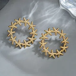 DressBerry Stainless Steel 18k Gold Plated Anti Tarnish Star Shaped Studs-image-6