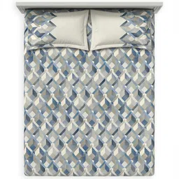 DDecor Primary Blue & Grey Printed 144 TC Cotton King Bedsheet Set 1.82 m X 1.98 m image 5