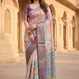ZAMUNA Woven Design Zari Silk Blend Handloom Bhagalpuri Saree-picture-51