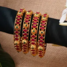 Anouk Set Of 4 Stone-Studded 24CT Gold-Plated Bangles-picture-24