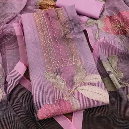 SAINOOR Printed Organza Semi-Stitched Dress Material-image-16