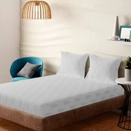 Portico Snow Veil White Printed Cotton 152 TC Super King Bedsheet Set 2.74 m x 2.74 m-picture-39