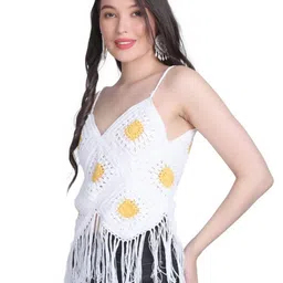 NYCRA Floral Self Design Cotton Crochet Top image 3