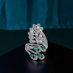 ANIKAS CREATION Silver-Plated American Diamonds Studded Finger Ring-picture-11