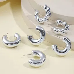 Jewels Galaxy Contemporary Half Hoop Earrings-picture-25