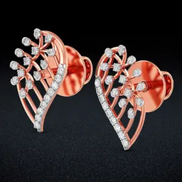 Joyalukkas 18Kt Gold Radiant Leaflet Stud Earrings Diamond -2.76 gms-picture-16