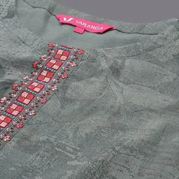 KALINI Women Floral Printed Regular Thread Work Kurta with Trousers & With Dupatta image 4