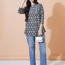 GUDWEARS Print Mandarin Collar Top image 3