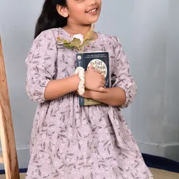 Megha Overseas Girls Floral Printed Regular Pure Cotton Kurti with Trousers image 4