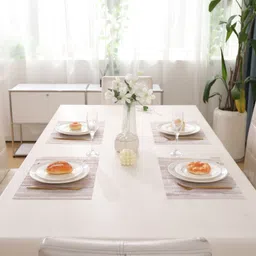 HOKIPO Cream-Coloured & Brown 4 Pieces Striped Rectangle Table Placemats image 3