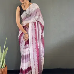 all about you Printed Organza Saree with Pure Chiffon Blouse Piece image 4