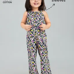 Hopscotch Girls Printed Square Neck Cotton Jumpsuit image 5