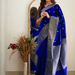 TheWonderWorld Woven Design Zari Silk Blend Handloom Banarasi Saree image 2