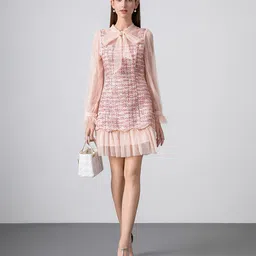 JC Collection Women Self Design Bishop Sleeve Ruffles Sheath Dress-picture-33