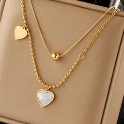 MEENAZ Gold-Plated Heart Shaped Pendants with Chains-picture-40