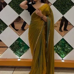 Moda Rapido Green Tissue Embellished Sarees image 3