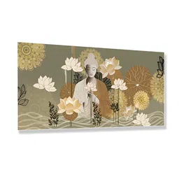 nestroots Grey & White Serene Depiction Of Buddha Care Canvas Painting Wall Art image 3
