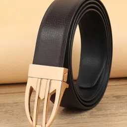 WINSOME DEAL Men Push Pin Closure Textured Formal Belt image 1