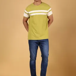 V-Mart Men Striped Round Neck Cotton T-shirt image 2