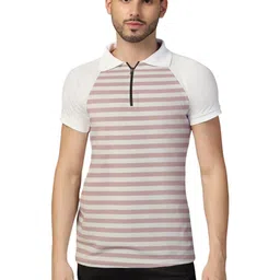 BEYOU FASHION Men Striped Polo Collar T-shirt image 1