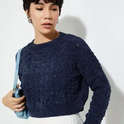 max Women Cable Knit Crop Pullover-picture-20