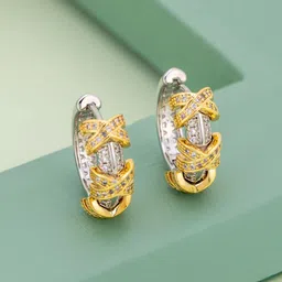 Kushal's Fashion Jewellery Gold-Plated Spherical Zircon Studded Hoop Earrings-picture-22