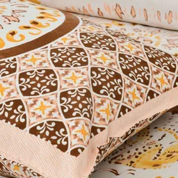 JAIPUR FABRIC Peach-Coloured Printed 144 TC Cotton King Bedsheet Set 2.54 m x 2.74 m image 2