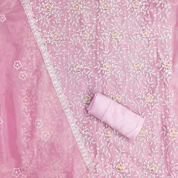 MANVAA Floral Embroidered Thread Work Unstitched Dress Material image 2