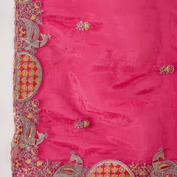 FABMORA Ethnic Motifs Embroidered Organza Saree image 2