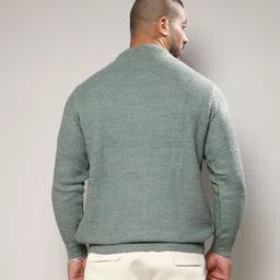 instafab plus Men Colorblock Turtle Neck Green Sweater image 2