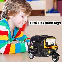 myrra Plastic Auto Rickshaw Toys – Pull Back Action Bump & Go Auto Rickshaw image 5