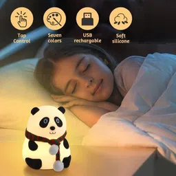 henve Silicon Cute Panda USB Rechargeable Lamp Kids Soft Sensor Light Color Changing Night Lamp image 2