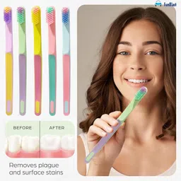 funblast Tooth Brush Set - Pack of 5 Pcs for Kids & Adults, Triple Swirl Soft Bristles fo Ultra Soft Toothbrush image 4