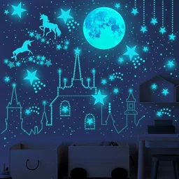 geetika enterprises Magical Starry Night Dark Glow In Moon, Space Craft, Stars,Planets Pack of 4-picture-18
