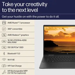 HP Envy x360 AMD Ryzen 7 Octa Core 7730U - (16 GB/512 GB SSD/Windows 11 Home) 15-fh0019AU Laptop image 3