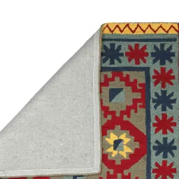 art india Red Geometrical Wool and Cotton 5 x 8 Feet Hand tufted Carpet image 4