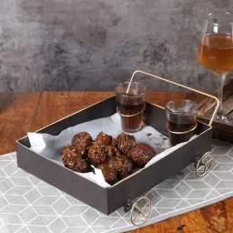 amaya decors Desi Thela Snacks Platter with Tea Glass set of 3 image 1