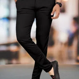 metronaut Regular Fit Men Black Polyester Trousers-picture-25