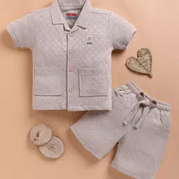 KIDZELLO Boys Self Design Short Sleeves Pure Cotton Shirt With Shorts-picture-32