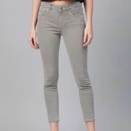 Roadster Women Grey Skinny Fit Mid-Rise Clean Look Cropped Stretchable Jeans image 5