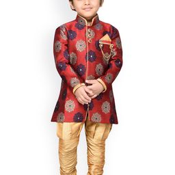 Aj DEZInES Boys Maroon & Cream-Coloured Sherwani-picture-34