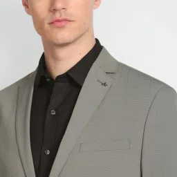 Arrow Grey Regular Fit Self Pattern Blazers image 5