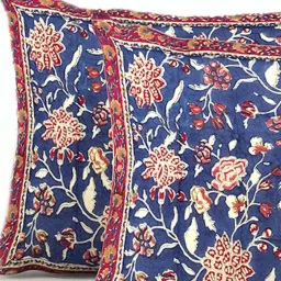 Fabindia Home Blue Cotton 118 TC Hand Block Printed Pillow Covers - Set of 2 image 3