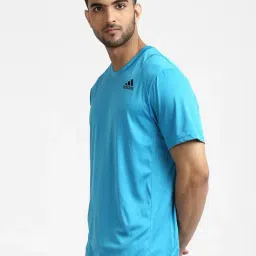 Adidas Turquoise Regular Fit Striped Sports T-Shirt image 3