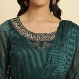 Wishful by W Green Embellished Maxi Saree Dress image 5