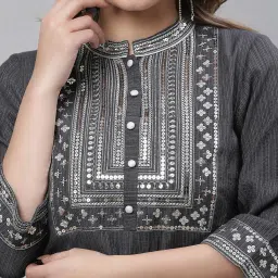 Aurelia Grey Embellished Straight Kurta image 5